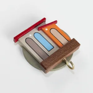 Wooden Mini Rural Houses Yellow Door Wall Key Holder - 5.5 x 5.5 cm