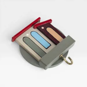Wooden Mini Rural Houses Olive Shelf Wall Key Holder - 5.5 x 5.5 cm