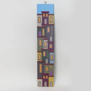 Handmade Wooden Dark City Tower Wall Art - 50 x 10 cm