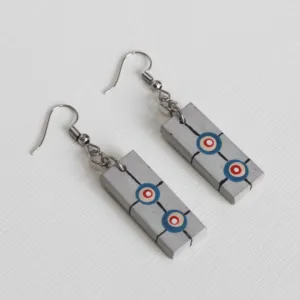 Handmade Lightweight Light Grey Red Circle Earrings