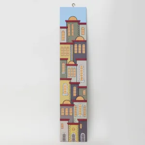 Handmade Wooden Warm City Tower Wall Art - 50 x 10 cm
