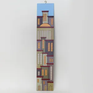 Handmade Wooden Slim Balcony City Wall Art - 50 x 10 cm