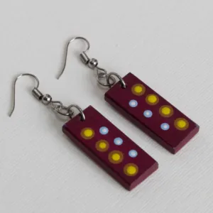 Handmade Lightweight Plum Yellow Round Dot Earrings