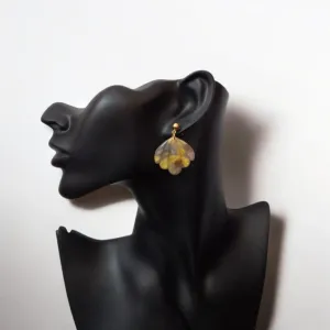 Transparent Gold Leaf Seashell Polymer Clay Drop Earrings