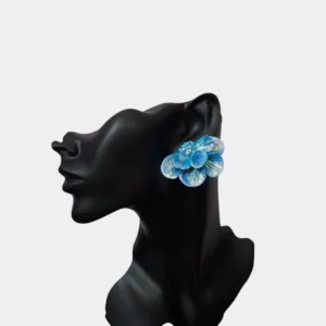 Handmade Blue Flower Matte Polymer Clay Stud Earrings