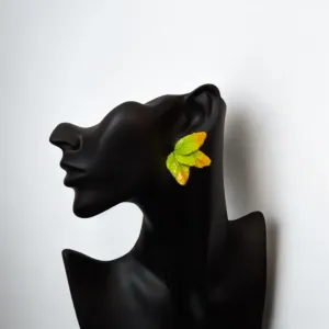 Handmade Multicolor Autumn Leaf Polymer Clay Drop Earrings