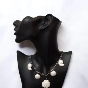 Silver Stainless Steel Seashell Charm Necklace, 45 cm