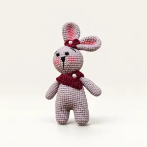 Handmade Crochet Bunny Doll in Cotton Blend, Approx. 20 cm