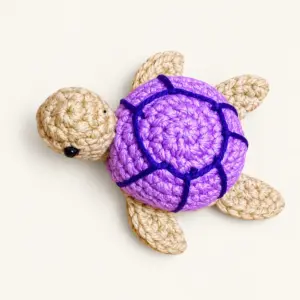 Handmade Crochet Purple Turtle Keychain in Cotton Yarn