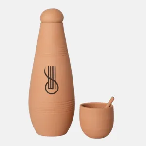 Alkaline Black Terra Clay Bottle Set Handmade 950ml (Calligraphy or Pattern)