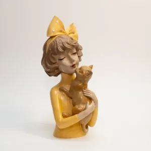 Ailurophile – Cat Lover Gypsum Marble Sculpture Art – 23x10 cm