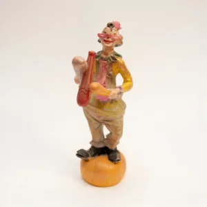 Clown Alley – Hand Painted Playful Gypsum Marble Sculpture – 20x10 cm