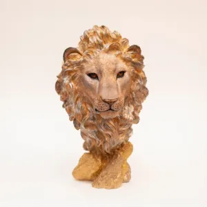 Aslan - Bold Gypsum Marble Lion Sculpture - Regal Design - 35x16 cm