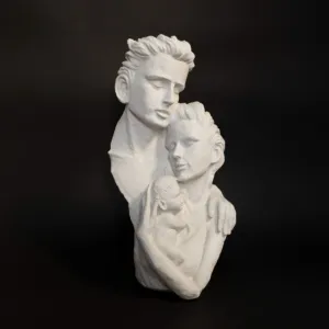 Family Love - Emotional Gypsum Marble Decor Sculpture - 40x20 cm