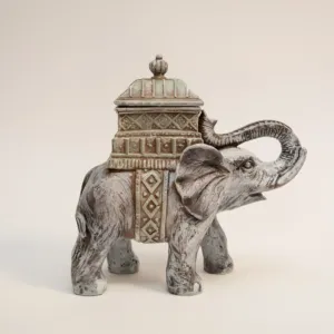 Regal - Hand Painted Royal Gypsum Marble Sculpture Art - 24x16 cm