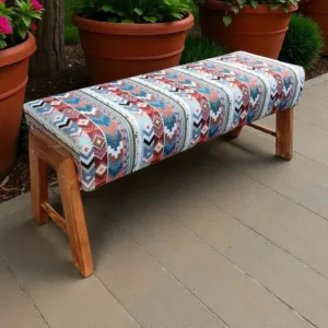 Modern Bench - Pine Wood Cushioned Seating - (6-8) kg - 42x34x121 cm
