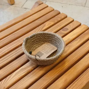 Handcrafted Stitched Jute Pouch - Natural Fiber Storage Bag - 13x5 cm