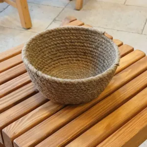 Stitched Jute Pouch - Natural Fiber Eco Storage Bag - 20x11 cm