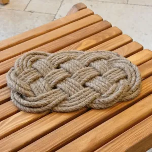 Handcrafted Oval Jute Coaster - Braided Natural Fiber - 26x18 cm