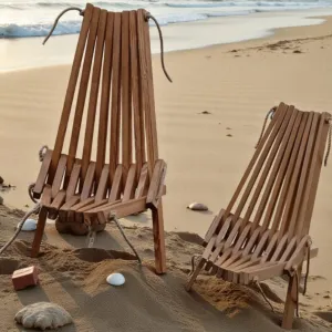 Handcrafted Kids Foldable Trap Chair - Pine Wood - 66x36x69 cm