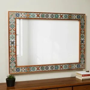 Full-Length Ceramic Mirror - Pine Wood Artistic Finish - 160x78 cm