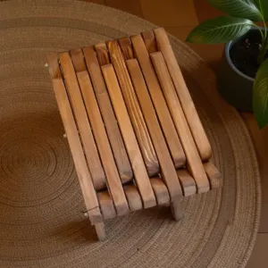 Handcrafted Foldable Small Wood Table - Swedish Pine - 46x32x41 cm