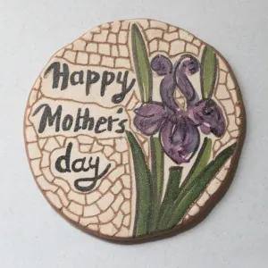 Handmade Ceramic Mosaic Magnet – Natural Clay Finish – 5 cm Diameter