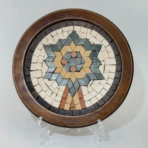 Handmade Stone Mosaic Wall Art – Circular Design – 15 cm Diameter