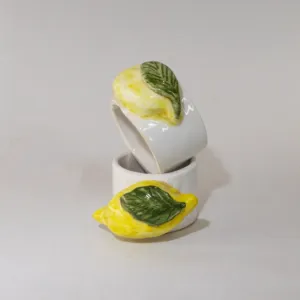 Handmade Ceramic Lemon Ring Art Piece – Mosaic Art – Palm Size