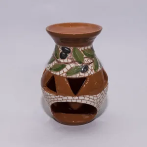Handmade Ceramic Aromatic Incense Burner with Mosaic Art Finish