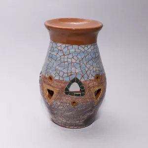 Handmade Ceramic Oil Aroma Burner – Jordanian Craft Mosaic Art