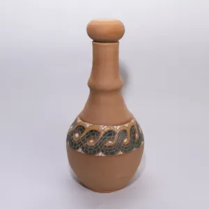 Handmade Ceramic Water Bottle – 1 Liter Capacity – Mosaic Art Finish