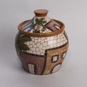 Handmade Ceramic Storage Jar for Coffee, Sugar & Salt – Mosaic Art