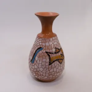 Handmade Luxury Ceramic Jar with Mosaic Art Finish – 15 cm Height