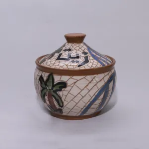 Handmade Ceramic Table Olive Oil Bottle with Mosaic Art Finish