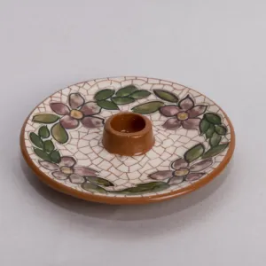 Handmade Ceramic Candle Plate – Decorative Mosaic Art Design
