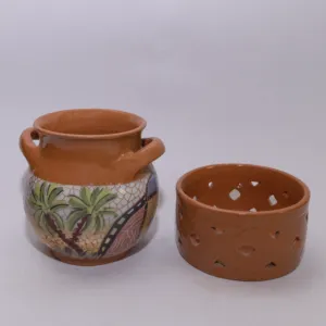 Handmade Ceramic Vase with Base – Mosaic Art Finish – Height 25 cm