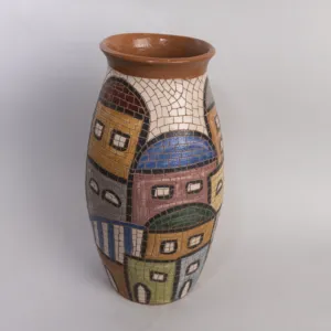 Handmade Luxury Ceramic Vase – Mosaic Art Finish – 35 cm Height