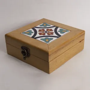 Handmade Ceramic Storage Box with Mosaic Art Finish – 15x15 cm