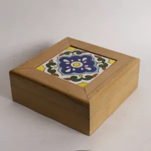 Handmade Ceramic Storage Box – Mosaic Art Decorative Design – 12x12 cm