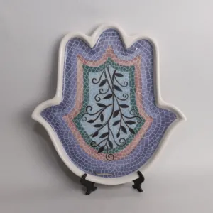 Handmade Ceramic Hand-Shaped Serving Plate – Mosaic Art – 35 cm