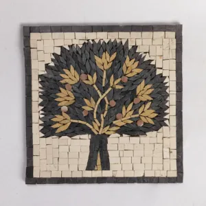 لوحة فسيفساء حجر طبيعي يدوية للديكور المنزلي الأنيق - 15×15 سم