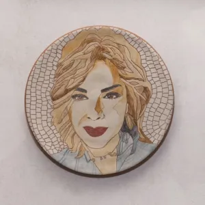 Handmade Ceramic Portrait Wall Plate – Custom Illustration – 30 cm