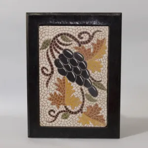 Handmade Ceramic Hanging Wall Plaque with Wooden Frame – 25x15 cm