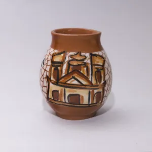 Handmade Ceramic Mate Natural Clay Cup with Artisan Finish - 8x10x8 cm