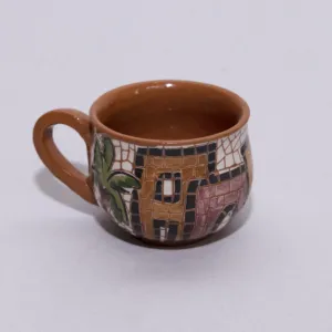 Handmade Ceramic Coffee Natural Clay Cup - Artisan Design - 7x8x7 cm