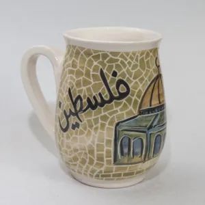 Handmade Ceramic Natural Clay Mug with Mosaic Art Finish - 12x10x10 cm