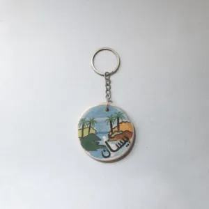 Handmade Ceramic Keychain – Mosaic Art Souvenir – 5 cm Diameter