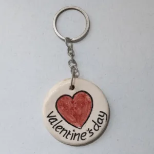 Handmade Ceramic Round Keychain – Mosaic Art Design – 5 cm