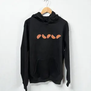 Black Hand-Embroidered Winter Hoodie, Unisex (Available In Sizes)